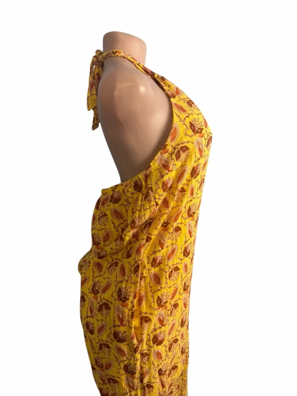 INC International Concepts Yellow Floral Printed Halter-Neck Jumpsuit